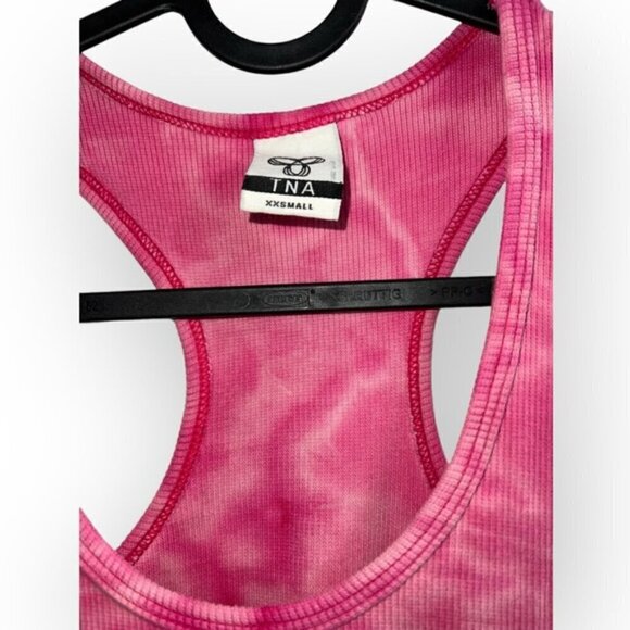 TNA ARITZIA RARE Ribbed Pink marble tie dye racer back crop ribbed tank top XXS - Picture 3 of 3